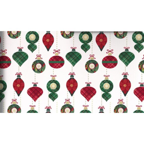 Hallmark Wrapping Paper Christmas Retro Ornaments White 35 sq ft Roll Holiday - Picture 1 of 6